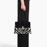 Khaite - Soft Blake Shoulder Bag in Zebra Print Haircalf and Black Suede