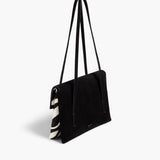 Khaite - Soft Blake Small Shoulder Bag in Zebra Print Haircalf and Black Suede