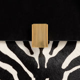 Khaite - Soft Blake Small Shoulder Bag in Zebra Print Haircalf and Black Suede