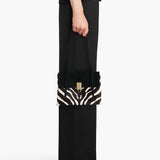 Khaite - Soft Blake Small Shoulder Bag in Zebra Print Haircalf and Black Suede