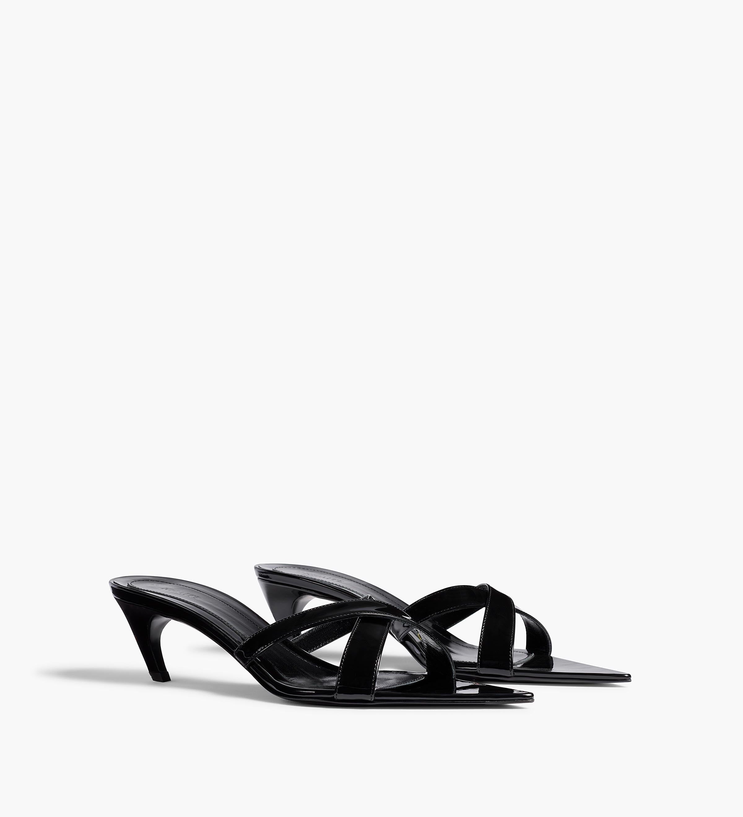 Khaite - Sophie Kitten Heel Sandal in Black Patent Leather