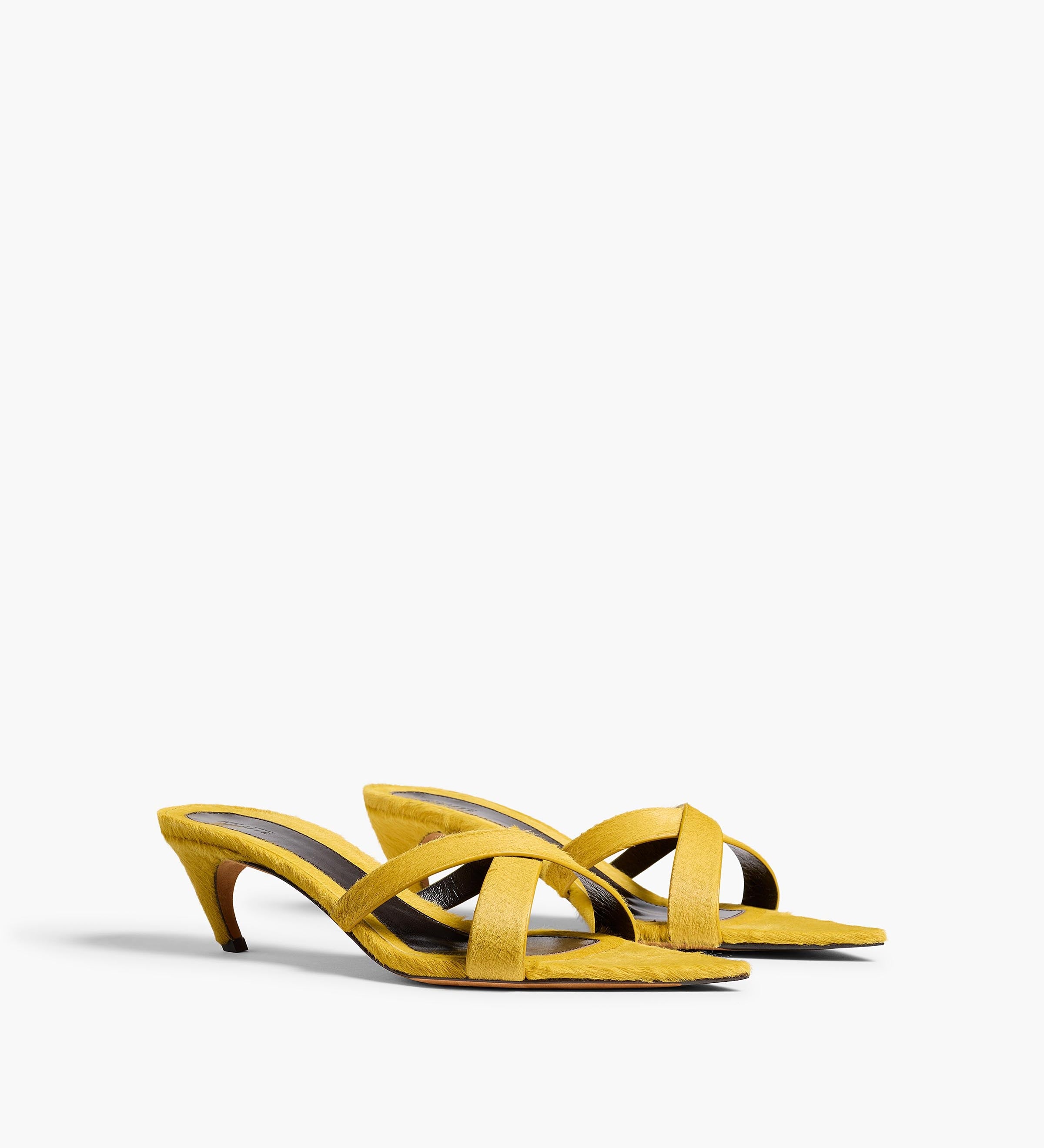 Khaite - Sophie Kitten Heel Sandal in Mustard Haircalf