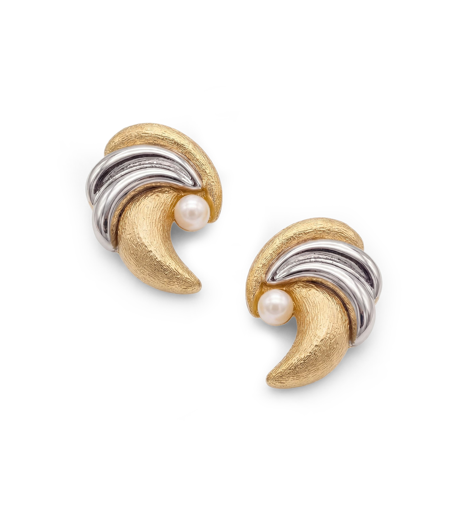Veronica Beard - Vintage Two Tone Clip On Earrings