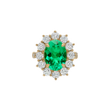 Dorsey - SPENCER RING IN LAB EMERALD AND MOISSANITE, GOLD VERMEIL