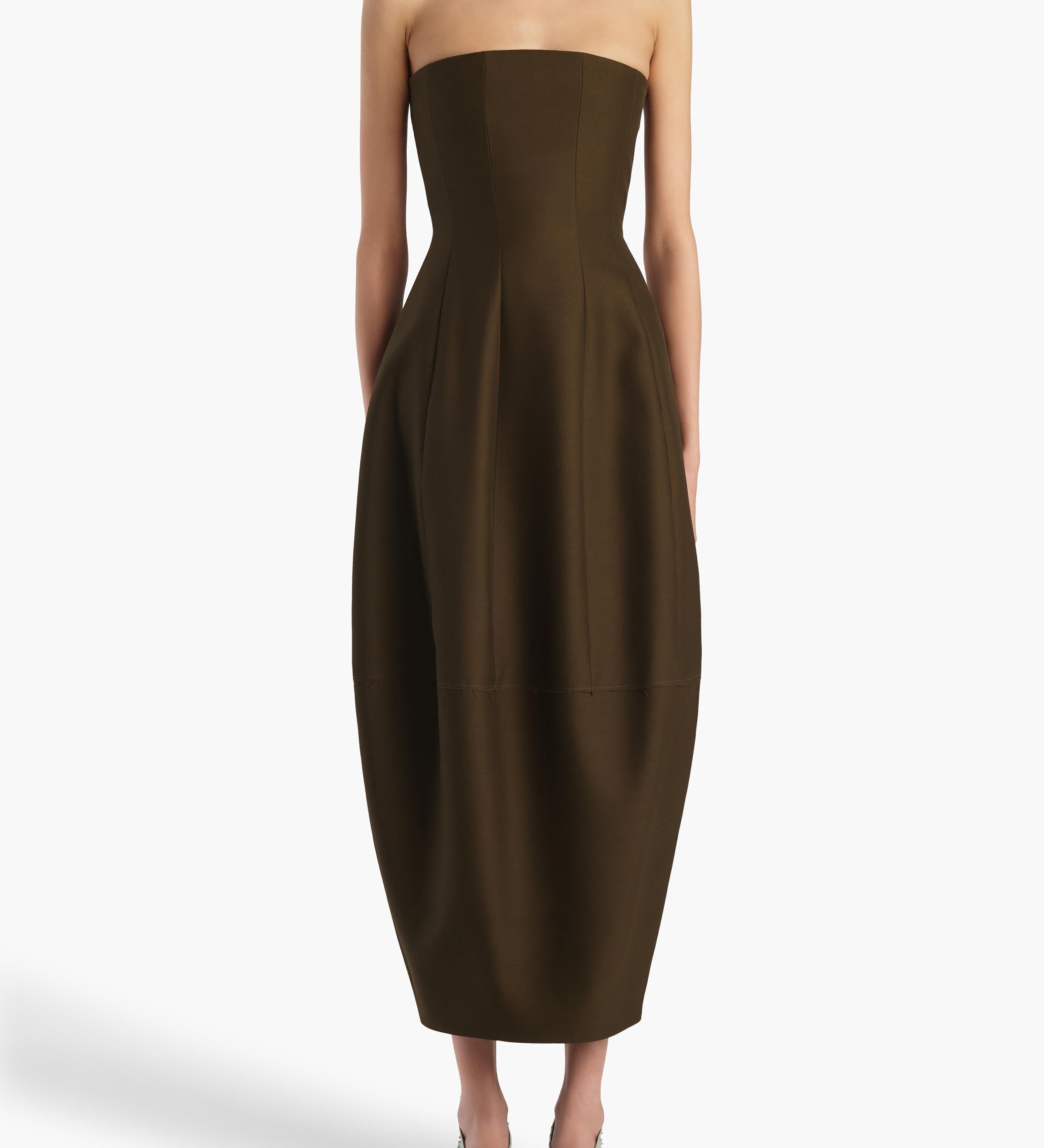 Khaite - Stela Dress in Dark Olive