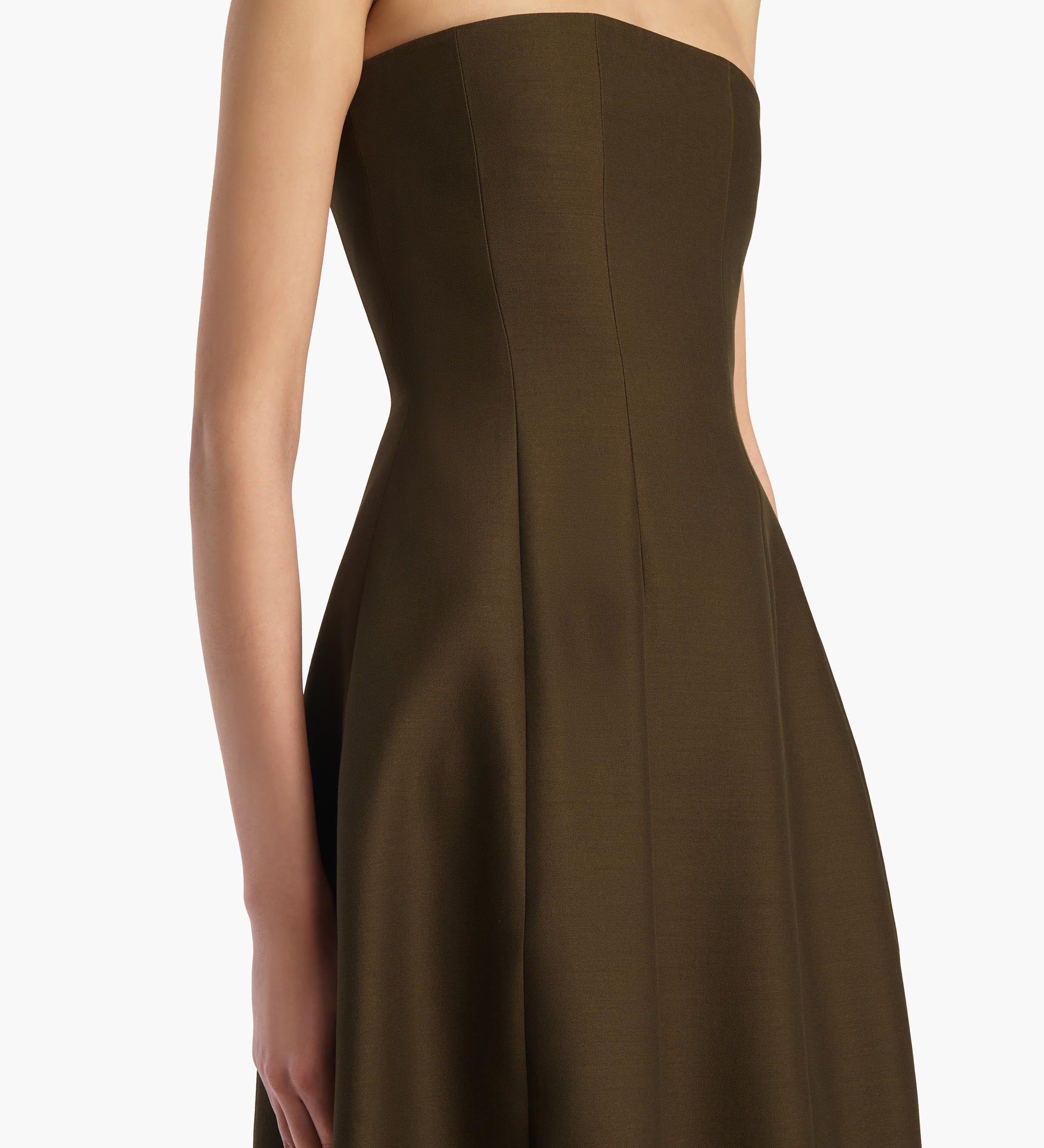 Khaite - Stela Dress in Dark Olive