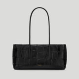 DeMellier - The Stockholm Shoulder Black Large Croc Effect