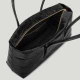 DeMellier - The Stockholm Shoulder Black Large Croc Effect