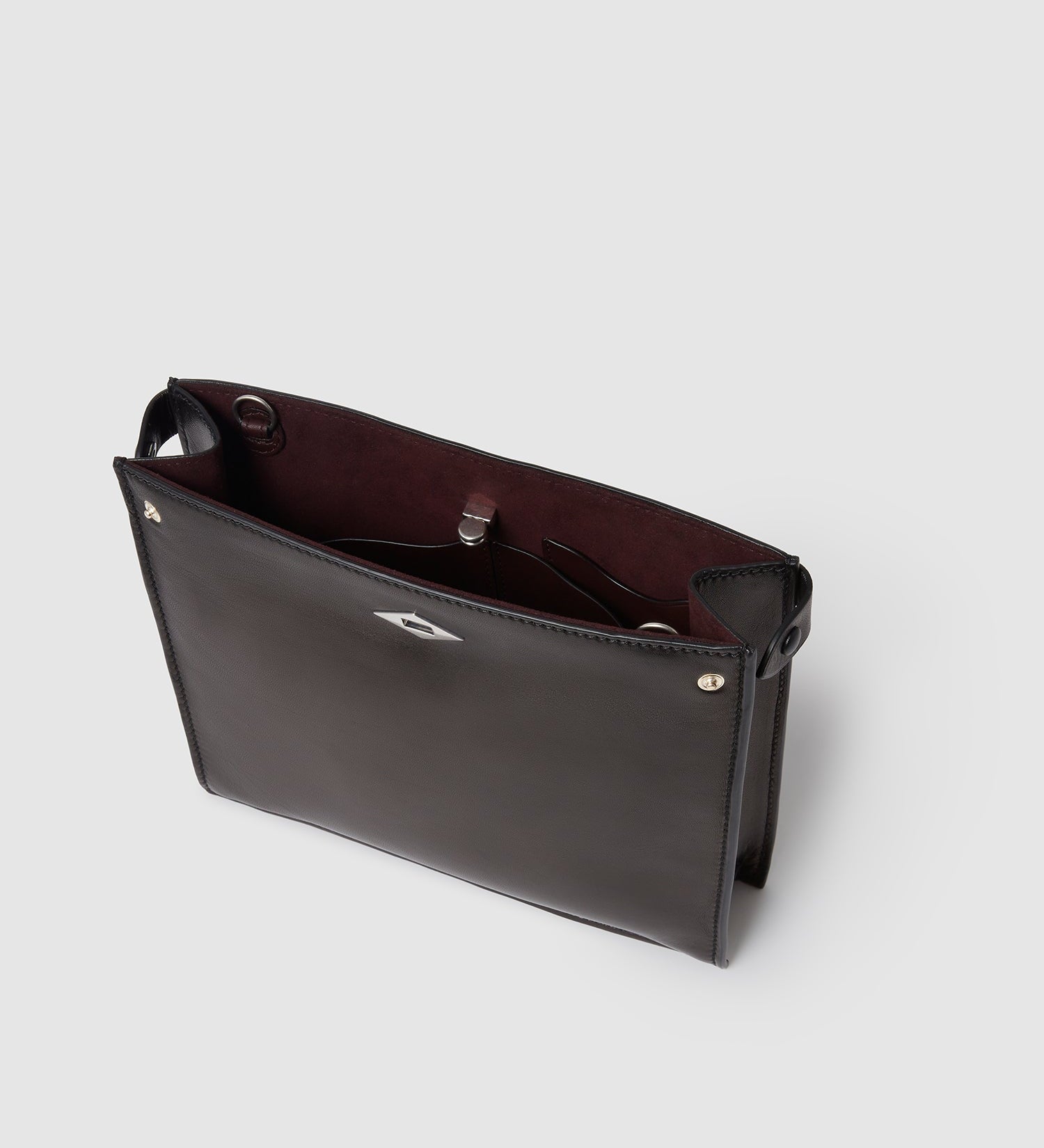 Metier - Stowaway Crossbody Buttery Nappa Black with Silver Hardware