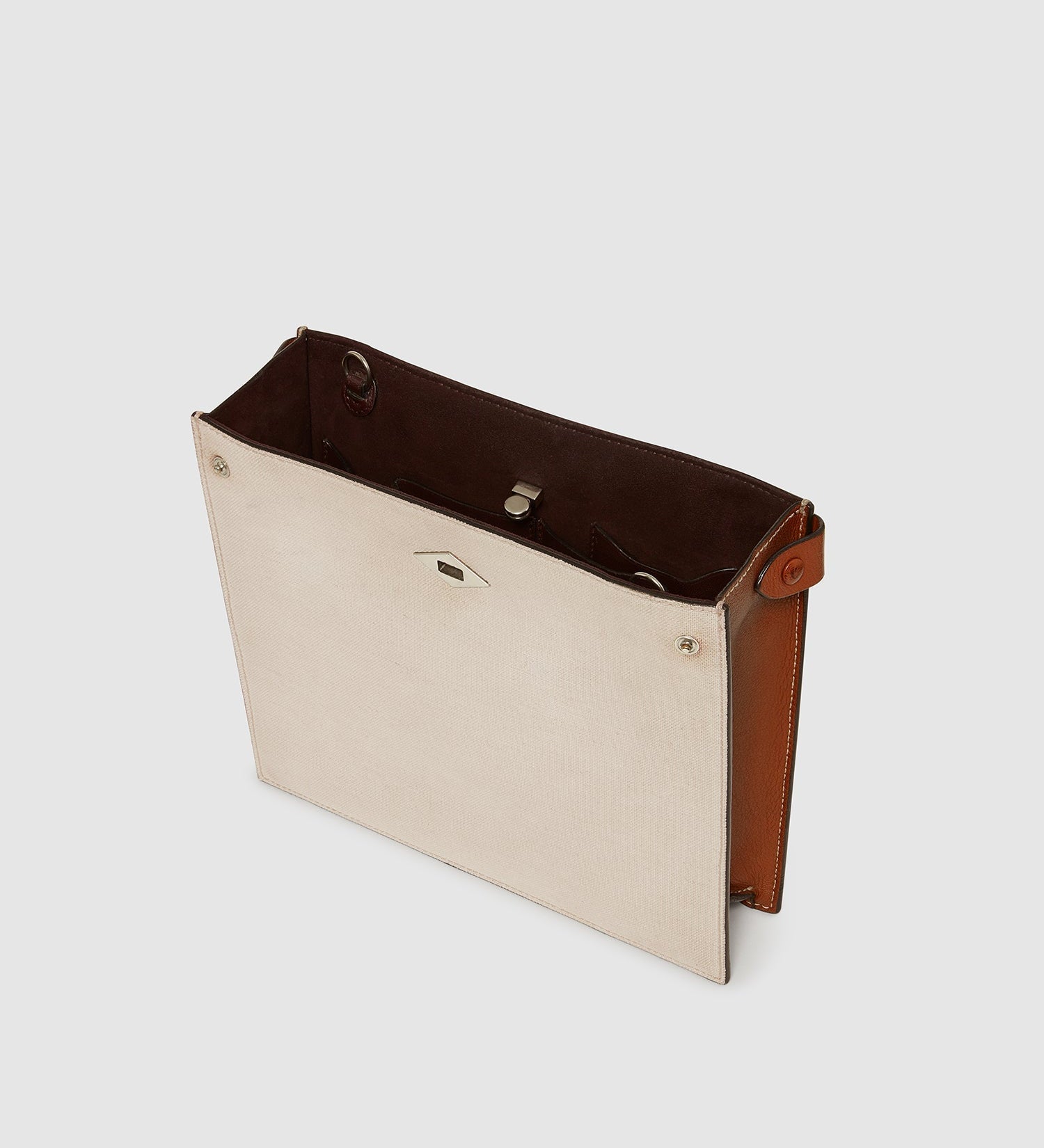 Metier - Stowaway Crossbody Natural Linen with Cognac Silver Hardware