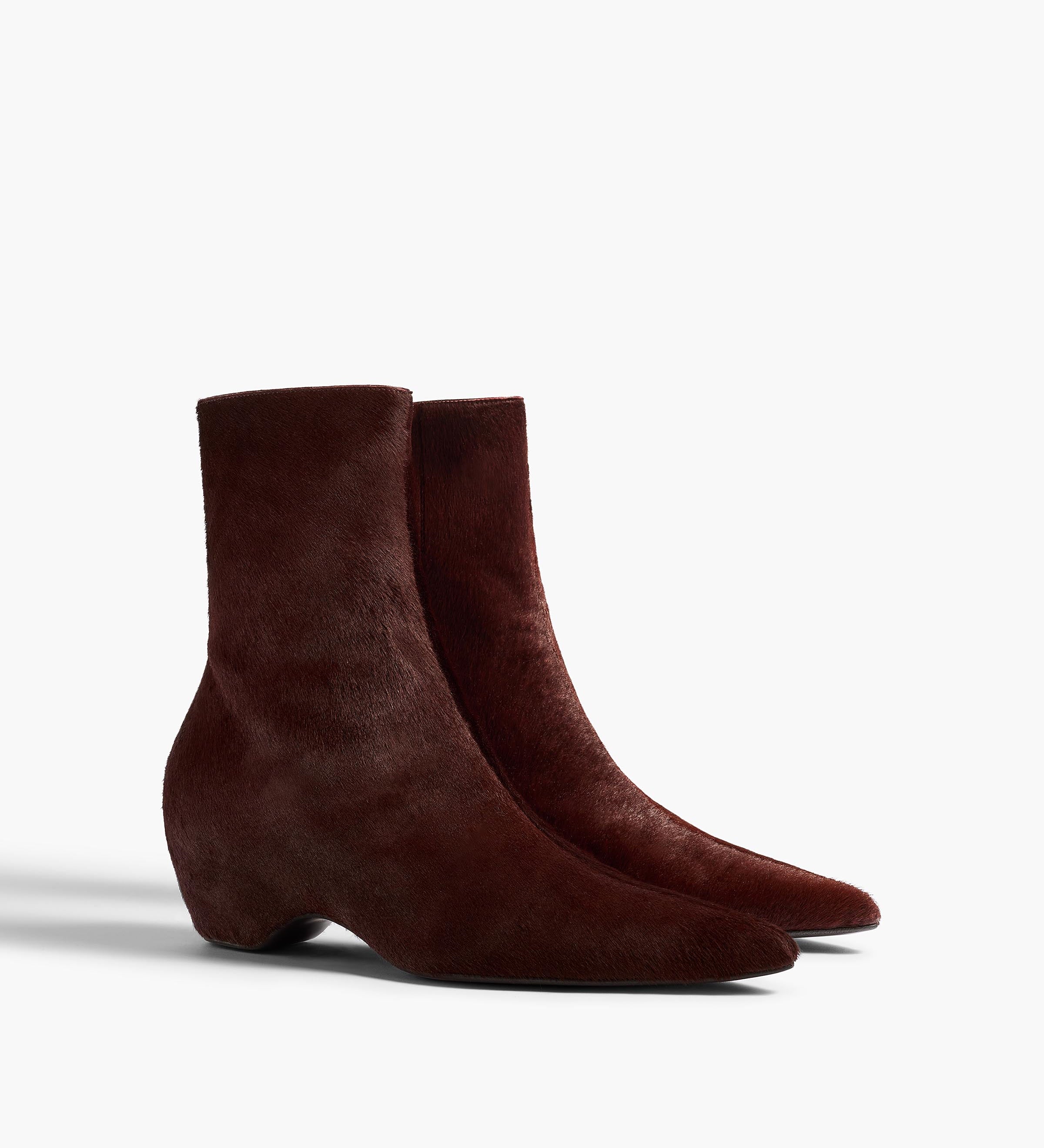 Khaite - Sybil Ankle Boot in Rouge Noir Haircalf