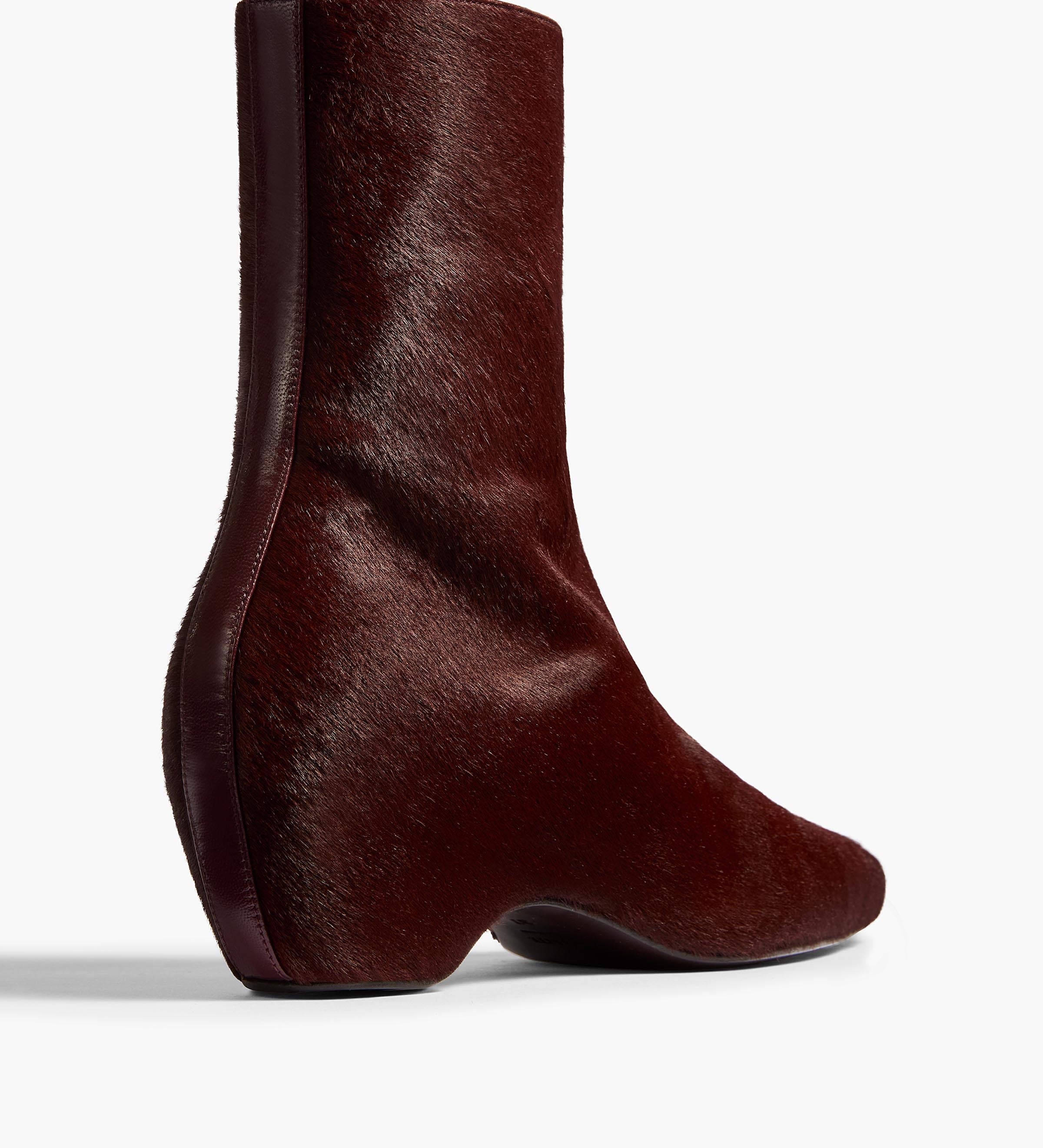 Khaite - Sybil Ankle Boot in Rouge Noir Haircalf