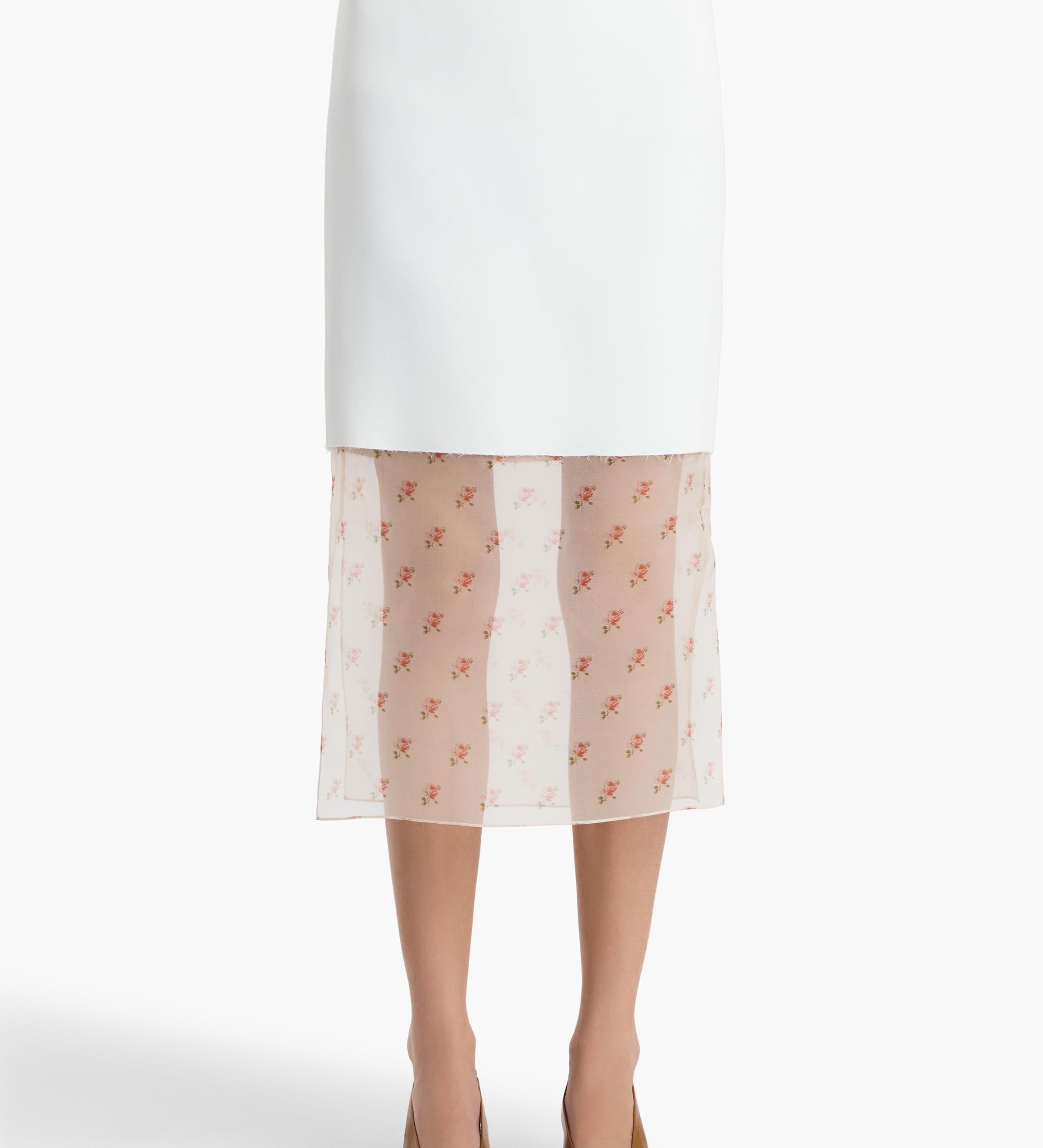 Khaite - Sybil Skirt in Chalk with Ditsy Rose Print