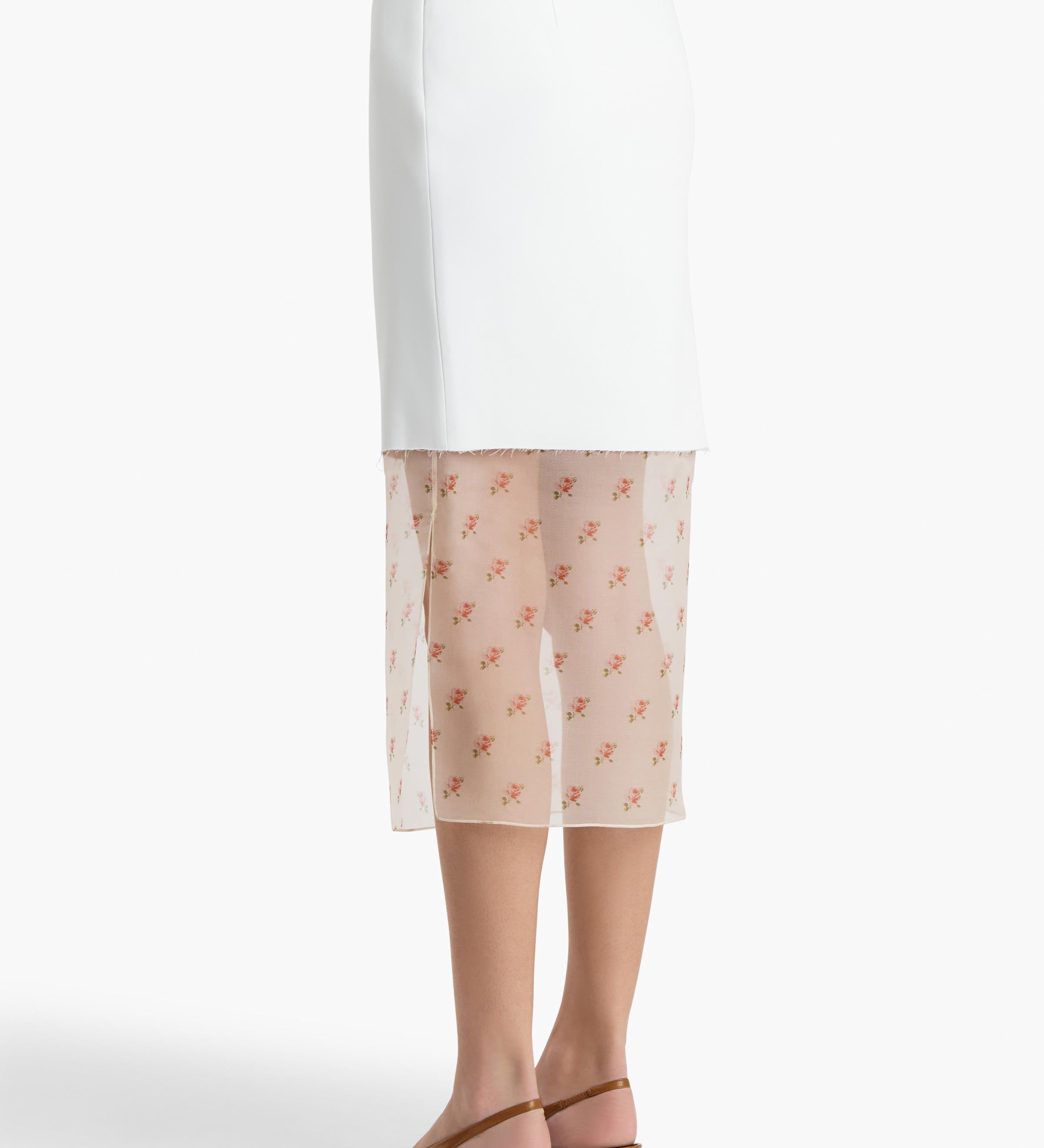 Khaite - Sybil Skirt in Chalk with Ditsy Rose Print