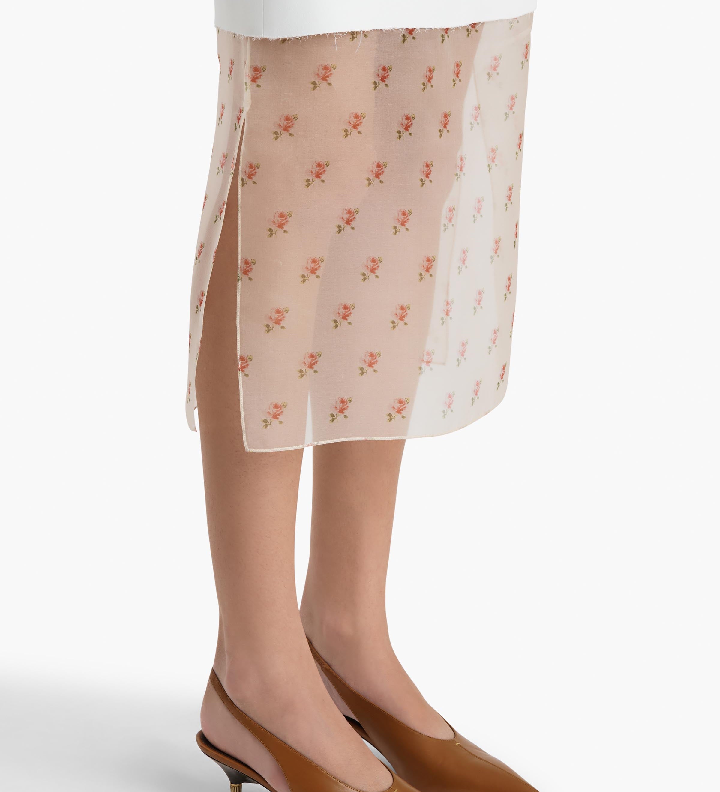 Khaite - Sybil Skirt in Chalk with Ditsy Rose Print