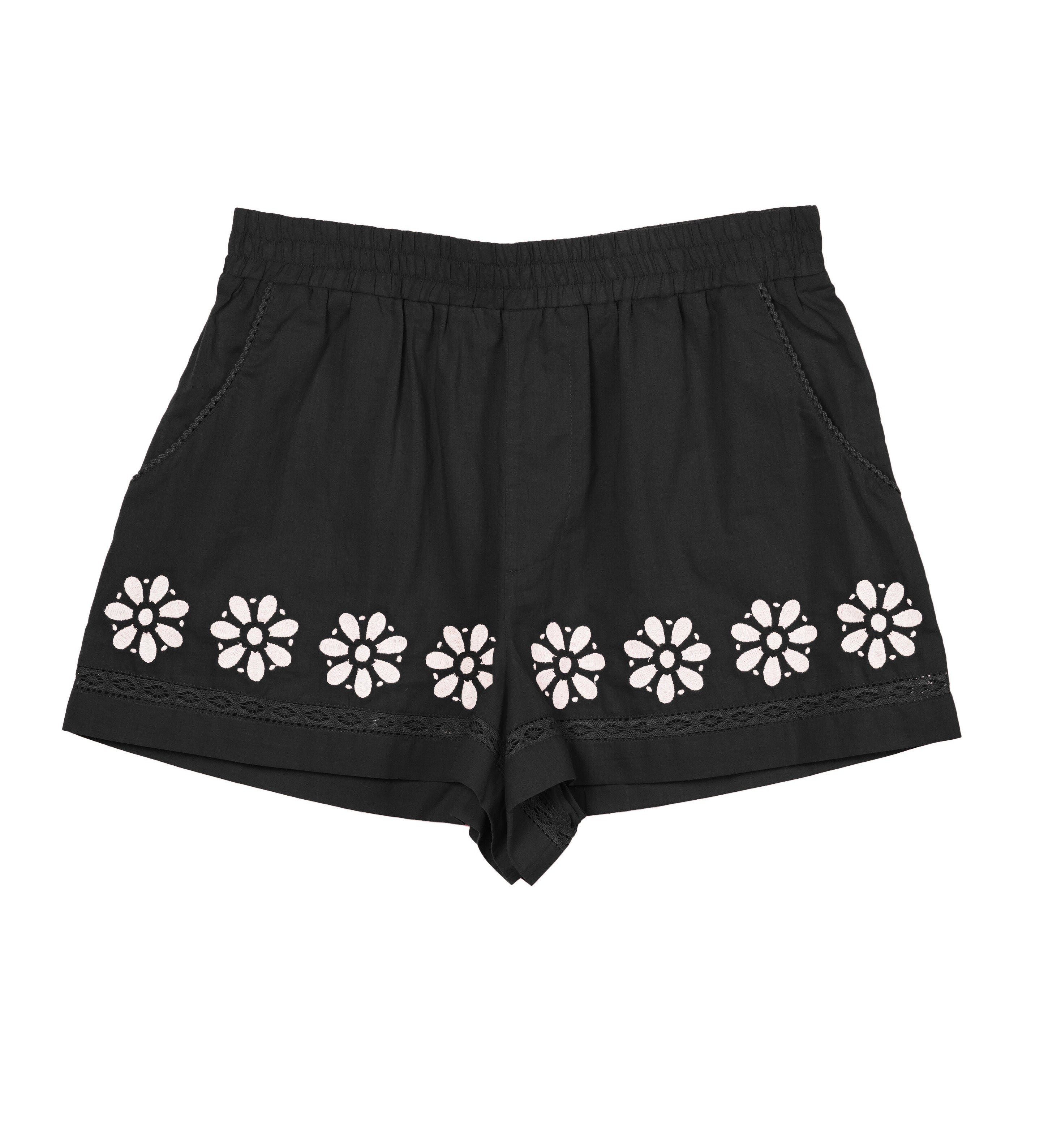 Ciao Lucia - Samaya Black Embroidered Cotton Voile Short