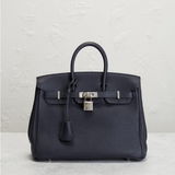 Hermes Togo Birkin 25 Handbag in Bleu Encre
