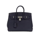 Hermes Togo Birkin 25 Handbag in Bleu Encre