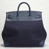 Hermes Togo & Felt Haut A Courroies 40 Handbag in Blue