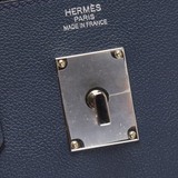 Hermes Togo & Felt Haut A Courroies 40 Handbag in Blue