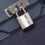 Hermes Togo & Felt Haut A Courroies 40 Handbag in Blue