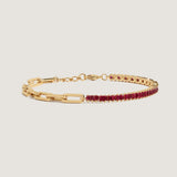 Kinn - Serena Baguette Tennis Link Bracelet Ruby