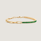 Kinn - Serena Baguette Tennis Link Bracelet Emerald