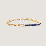 Kinn - Serena Baguette Tennis Link Bracelet Blue Sapphire
