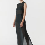 St. Agni - Sheer Silk Gauze Dress - Soot