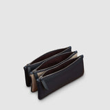 Métier - Magnetic Trio Clutch Small Smooth Calfskin Natural Linen Navy