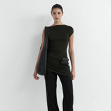 St. Agni - Asymmetric Knit Mini Dress - Basil