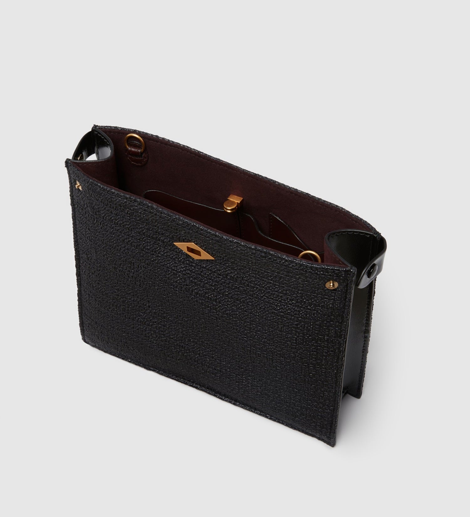 Metier - Stowaway Crossbody Bouclé Glossy Calfskin Black