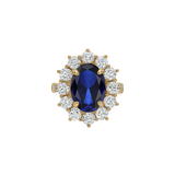 Dorsey - SPENCER RING IN LAB BLUE SAPPHIRE AND MOISSANITE, GOLD VERMEIL