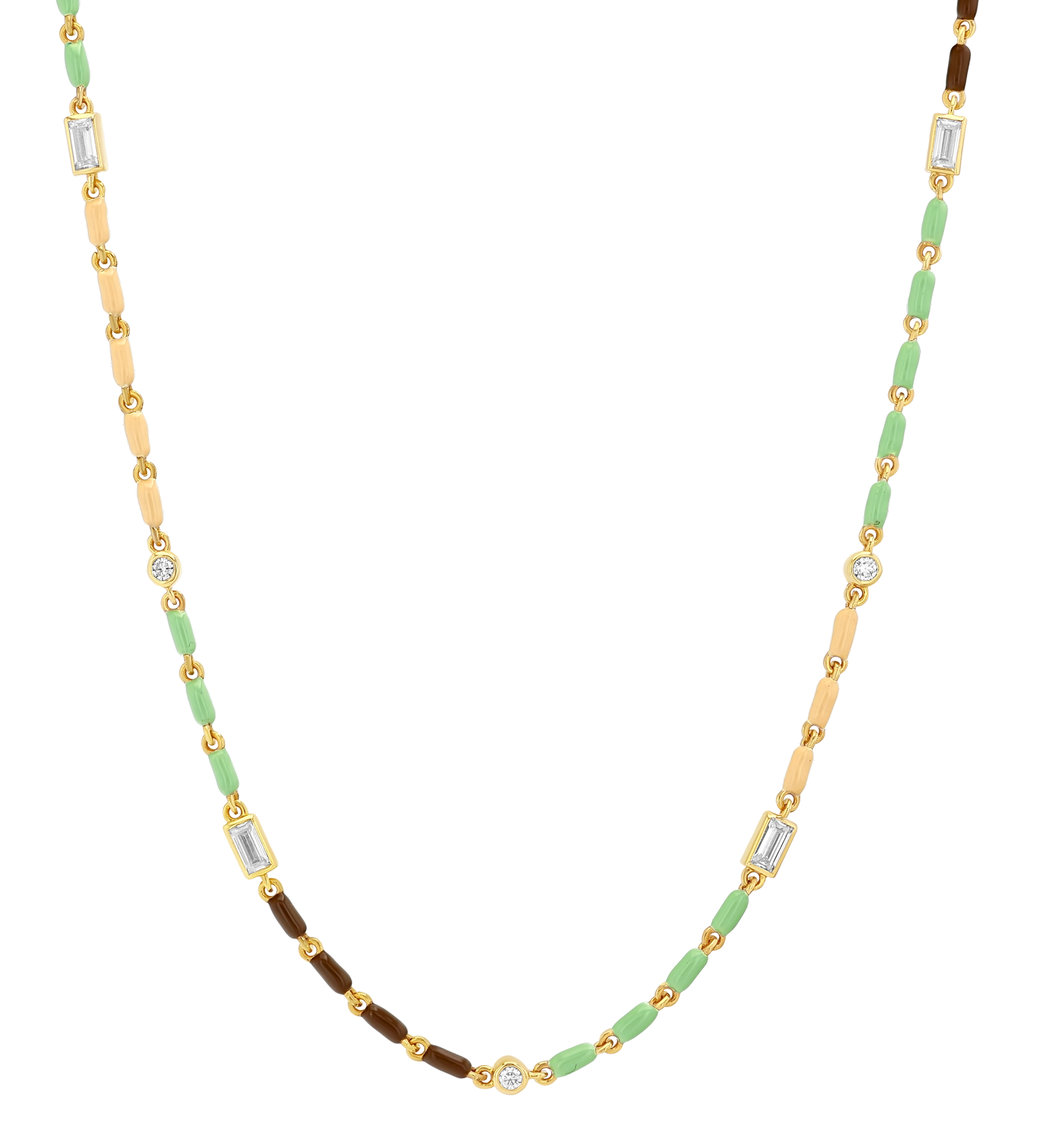 Dorsey - ENAMEL MOISSANITE NECKLACE IN TERRE, 18K GOLD VERMEIL