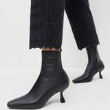 Loeffler Randall - Thandy Black Leather Curved Heel Bootie