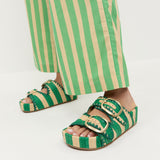 Loeffler Randall - Theo Green/Natural Two-Band Sandal