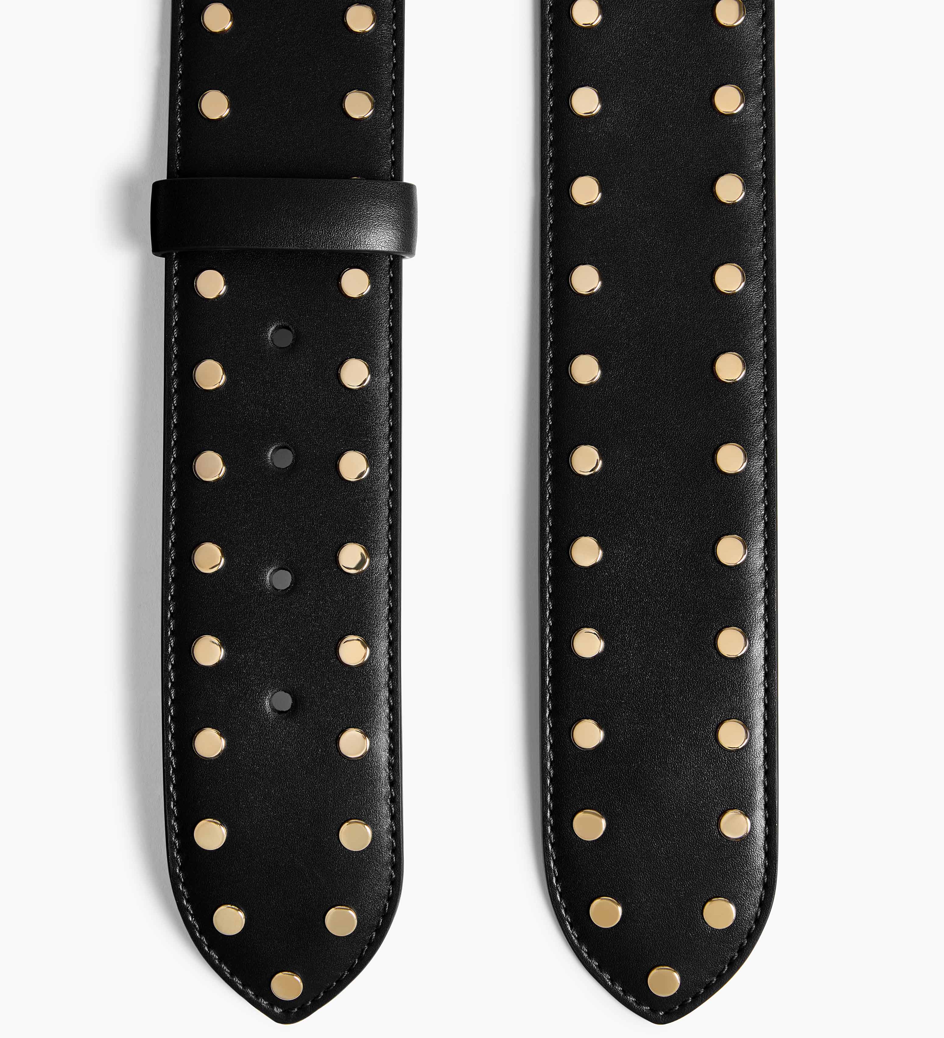 Khaite - Theo Waist Belt in Black Leather with Gold Studs