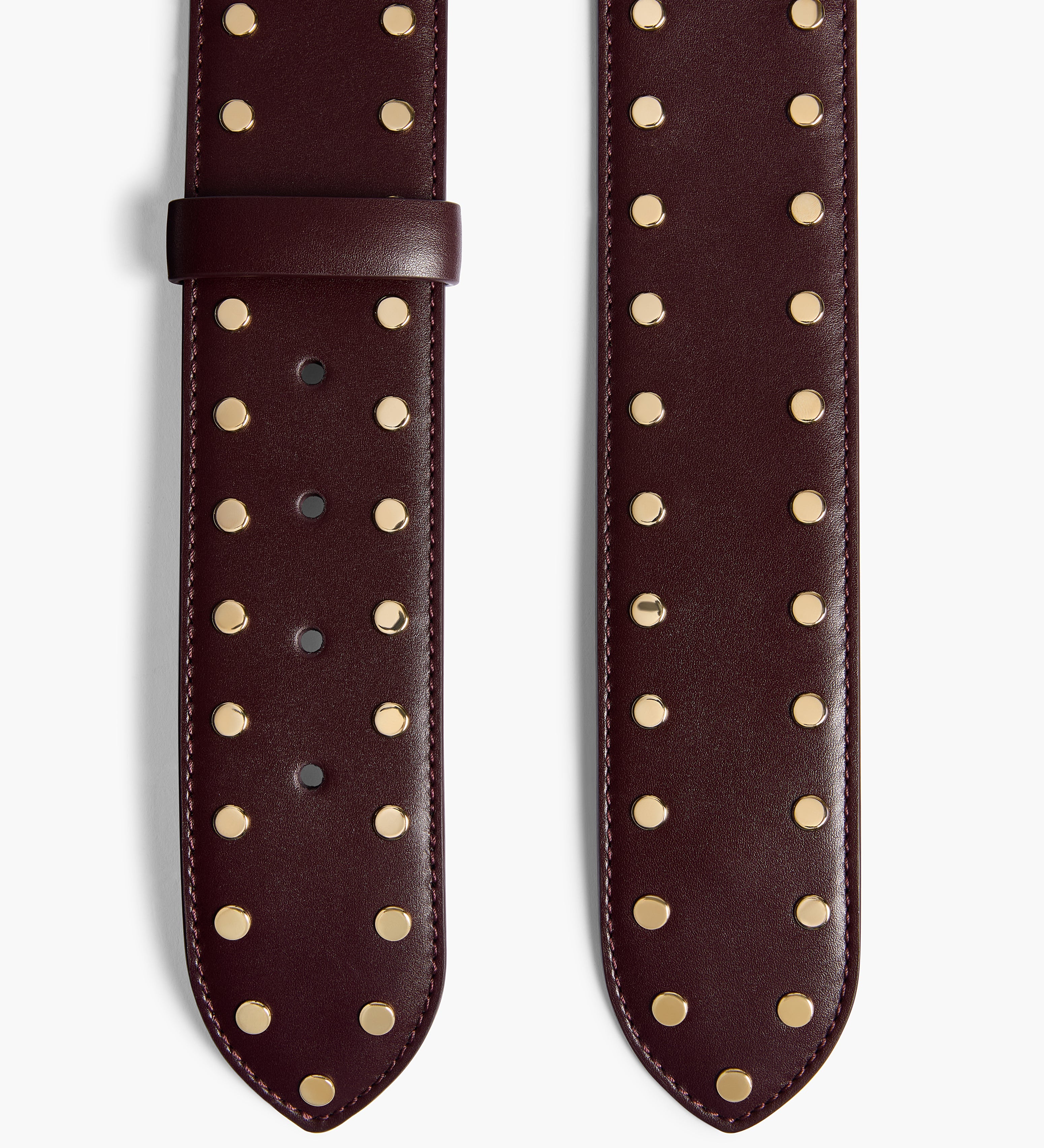 Khaite - Theo Waist Belt in Bordeaux Leather with Gold Studs