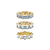 Dorsey - THEODORA DOUBLE TRILLION AQUA SPINEL RING STACK, GOLD