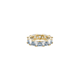 Dorsey - THEODORA DOUBLE TRILLION, LAB AQUA SPINEL AND WHITE SAPPHIRE RING, GOLD