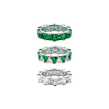 Dorsey - THEODORA DOUBLE TRILLION EMERALD RING STACK, SILVER