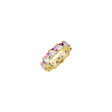 Dorsey - THEODORA DOUBLE TRILLION, LAB PINK AND WHITE SAPPHIRE RING, GOLD