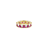 Dorsey - THEODORA DOUBLE TRILLION, LAB WHITE AND RED SAPPHIRE RING, GOLD