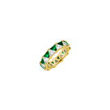 Dorsey - THEODORA DOUBLE TRILLION, LAB WHITE SAPPHIRE AND EMERALD RING, GOLD