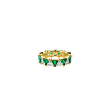 Dorsey - THEODORA DOUBLE TRILLION, LAB WHITE SAPPHIRE AND EMERALD RING, GOLD