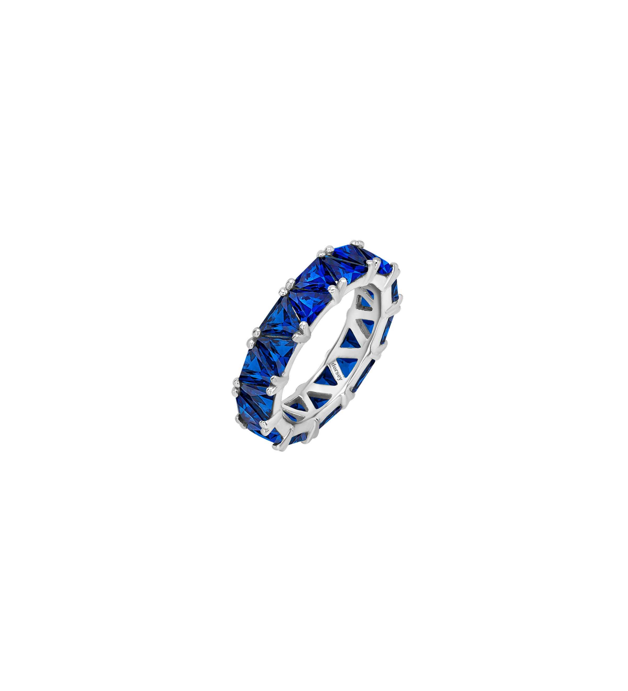Dorsey - THEODORA TRILLION - CUT ETERNITY BAND IN LAB BLUE SAPPHIRE, STERLING SILVER