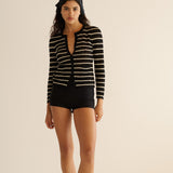 DÔEN - THERESE CARDIGAN -- NOIR ALLAIRE STRIPE
