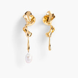 Khaite - Tidal Earrings with Pearl in Gold