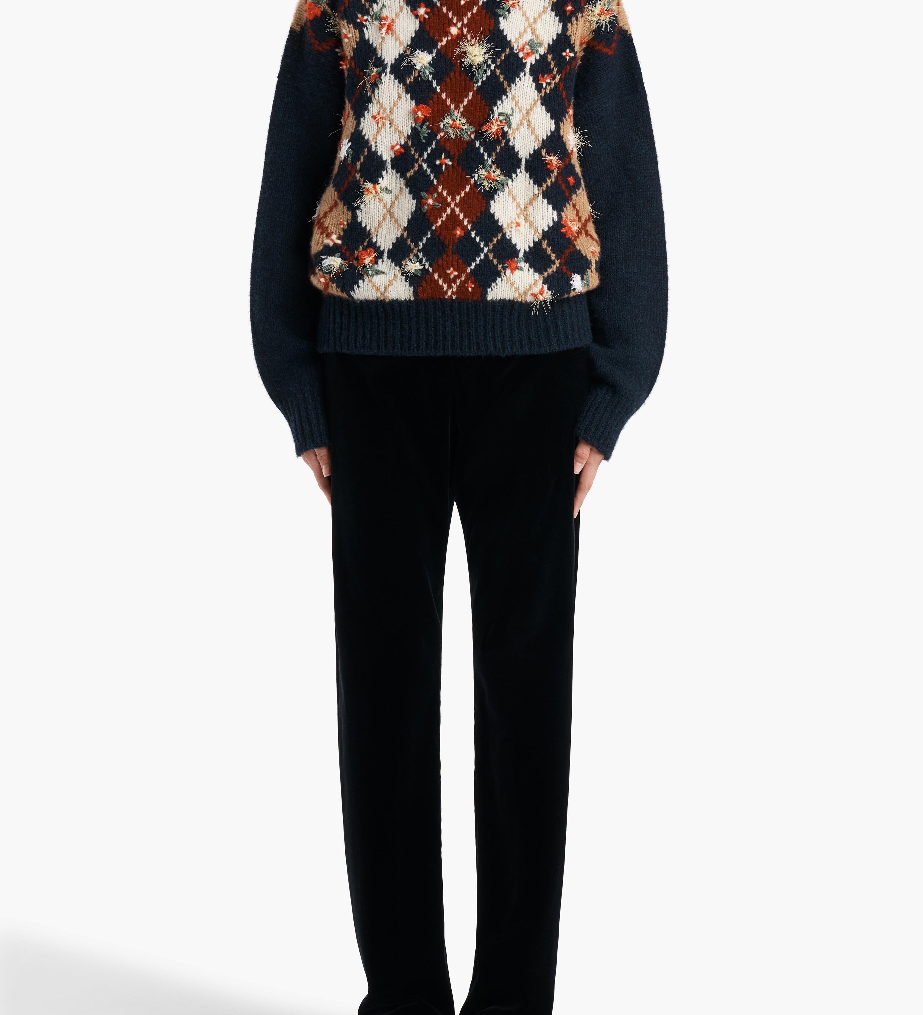 Khaite - Timi Embroidery Sweater in Navy Multi