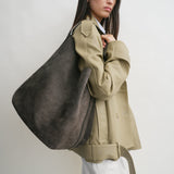 Toteme - Belted suede tote granite